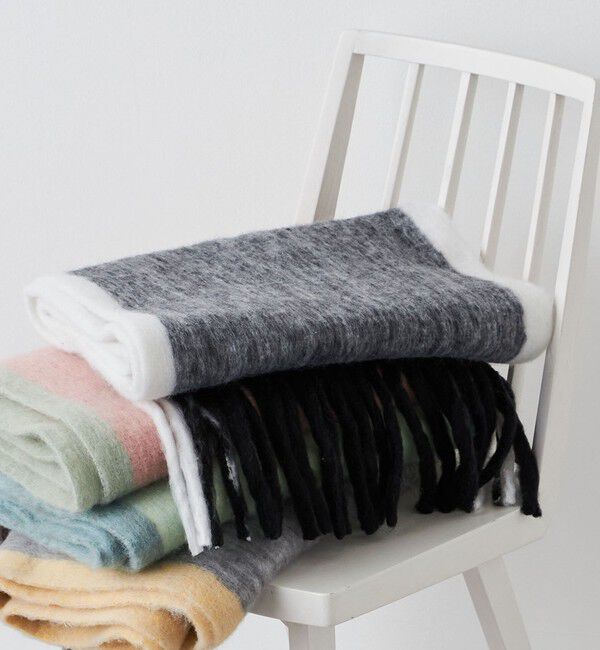 SHIPS any「SHIPS any:〈手洗い可能〉ボリューム シャギー スイッチ マフラー (ユニセックス)◇」|マフラー|ブラック