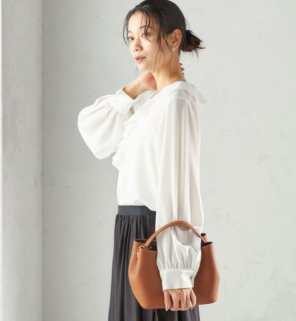 SHIPS for women「《予約》〈手洗い可能〉ジョーゼット フリル カラー ブラウス（セレモニー対応可）」|シャツ・ブラウス|