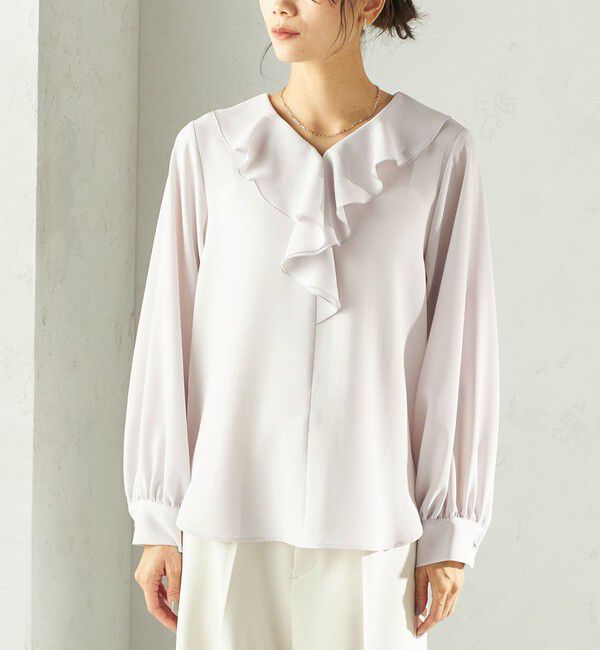 SHIPS for women「《予約》〈手洗い可能〉ジョーゼット フリル カラー ブラウス（セレモニー対応可）」|シャツ・ブラウス|