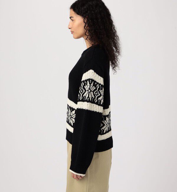 GALERIE VIE「モノトーンジャカード クルーネックプルオーバー」|ニット・セーター|