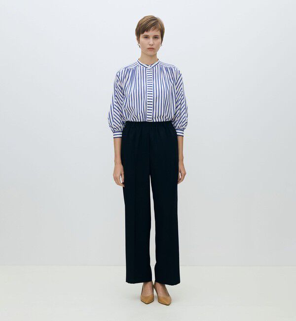 TOMORROWLAND collection「トラックストライプ ギャザーブラウス」|シャツ・ブラウス|