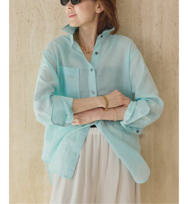 VERMEIL par iena「《予約》Airy Ramie Over シャツ」|シャツ・ブラウス|ブルー A