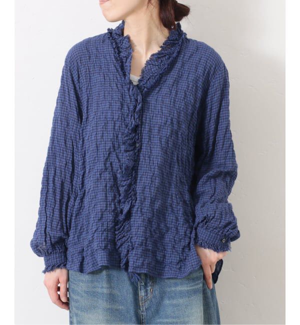 journal standard luxe「シャーリングチェック フリルブラウス」|シャツ・ブラウス|