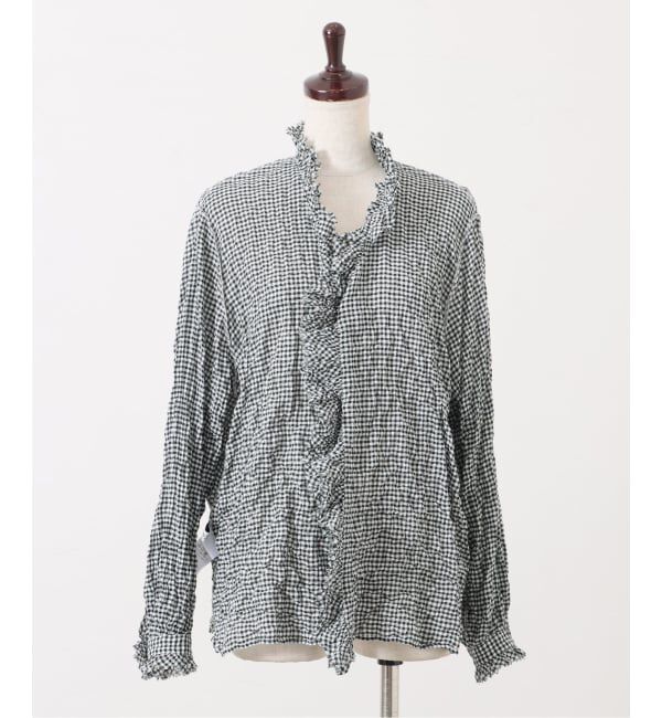 journal standard luxe「シャーリングチェック フリルブラウス」|シャツ・ブラウス|