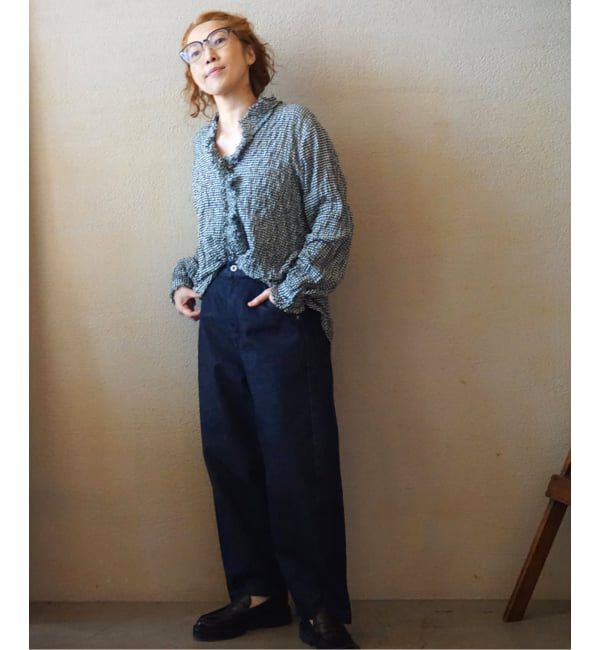 journal standard luxe「シャーリングチェック フリルブラウス」|シャツ・ブラウス|