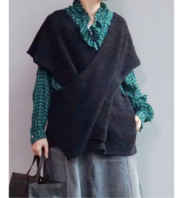 journal standard luxe「シャーリングチェック フリルブラウス」|シャツ・ブラウス|グリーン