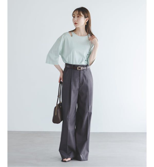 NOBLE「Room no.8/ルームエイト スムースコットンネックオープントップス」|Tシャツ・カットソー|