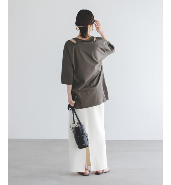 NOBLE「Room no.8/ルームエイト スムースコットンネックオープントップス」|Tシャツ・カットソー|