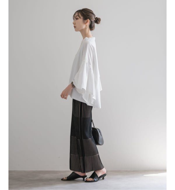 NOBLE「《追加》【洗える】ランダムバイカラーリブニットスカート」|スカート|