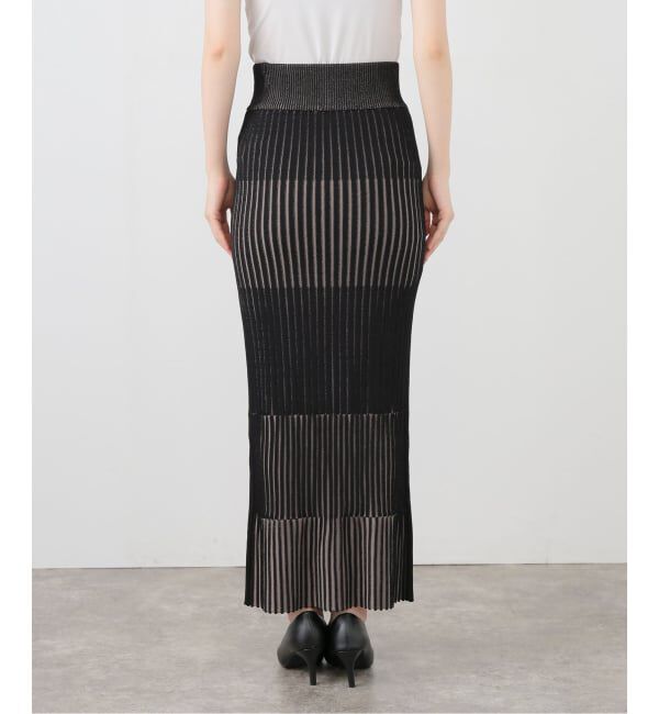 NOBLE「《追加》【洗える】ランダムバイカラーリブニットスカート」|スカート|