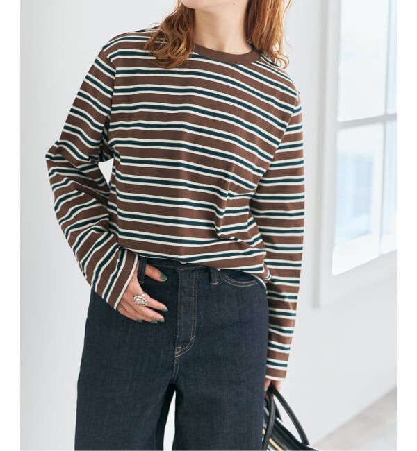 Spick and Span「マルチボーダーTシャツ」|Tシャツ・カットソー|ブラウンベース