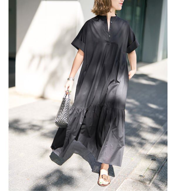 Spick and Span「《一部店舗+WEB限定 / 追加予約》ローンティアードマキシワンピース」|ワンピース|ブラック