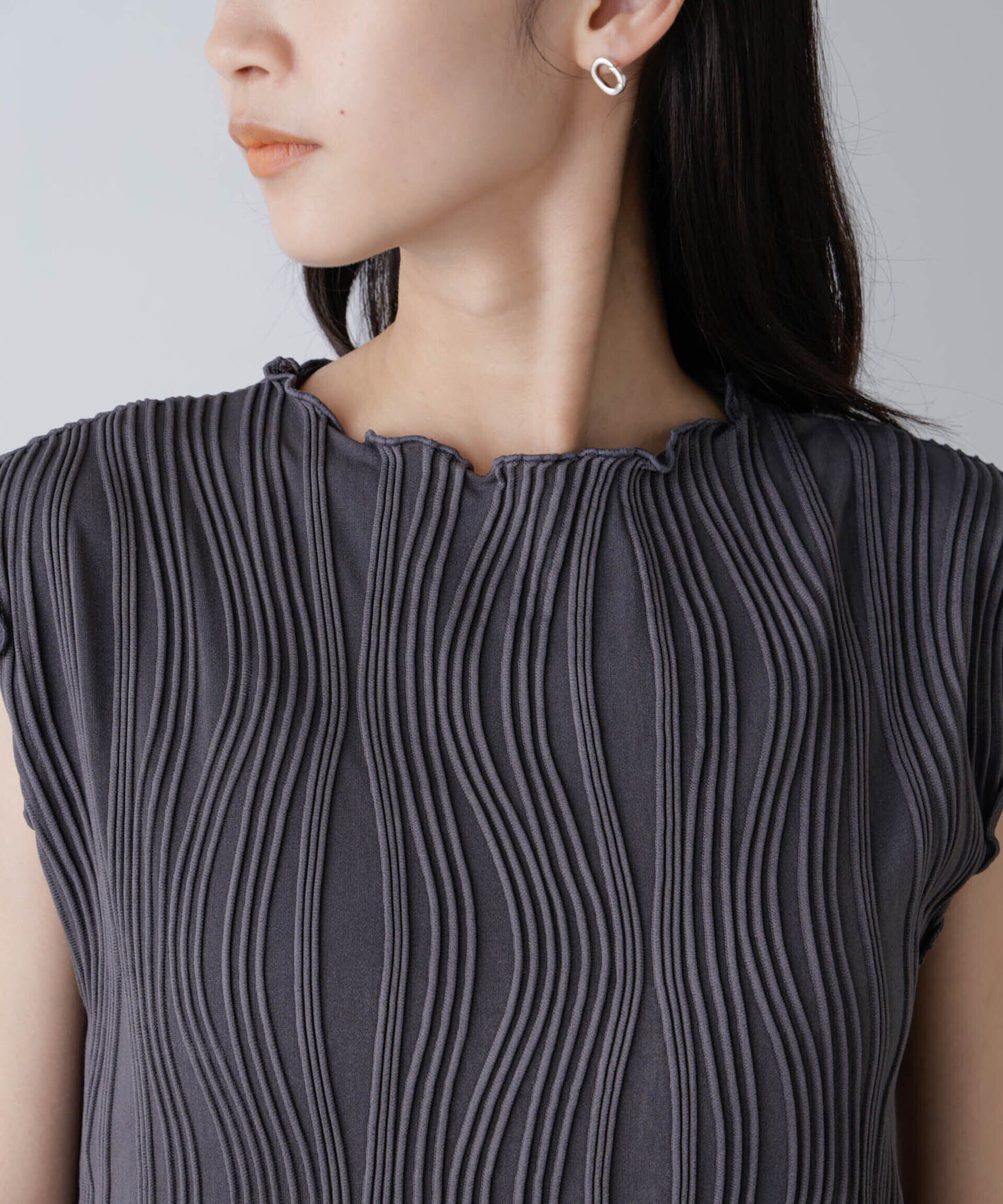 nano･universe「ウェーブリップルカットノースリーブトップス(セットアップ可)」|Tシャツ・カットソー|