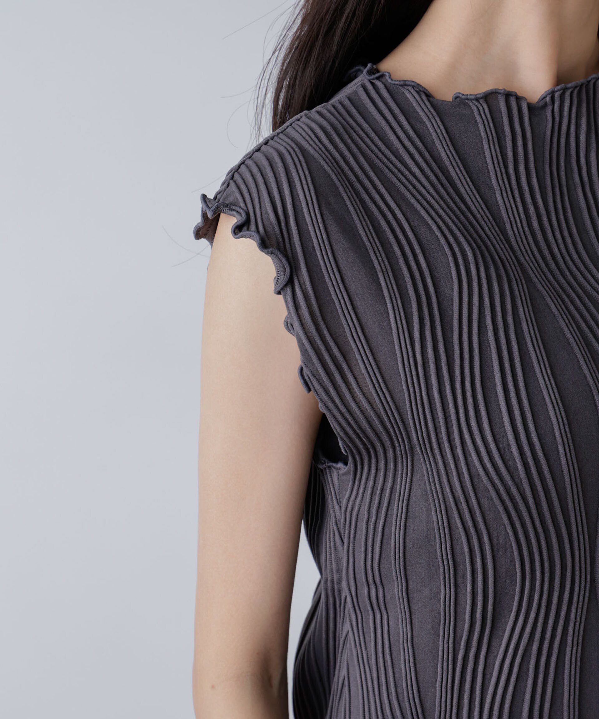 nano･universe「ウェーブリップルカットノースリーブトップス(セットアップ可)」|Tシャツ・カットソー|