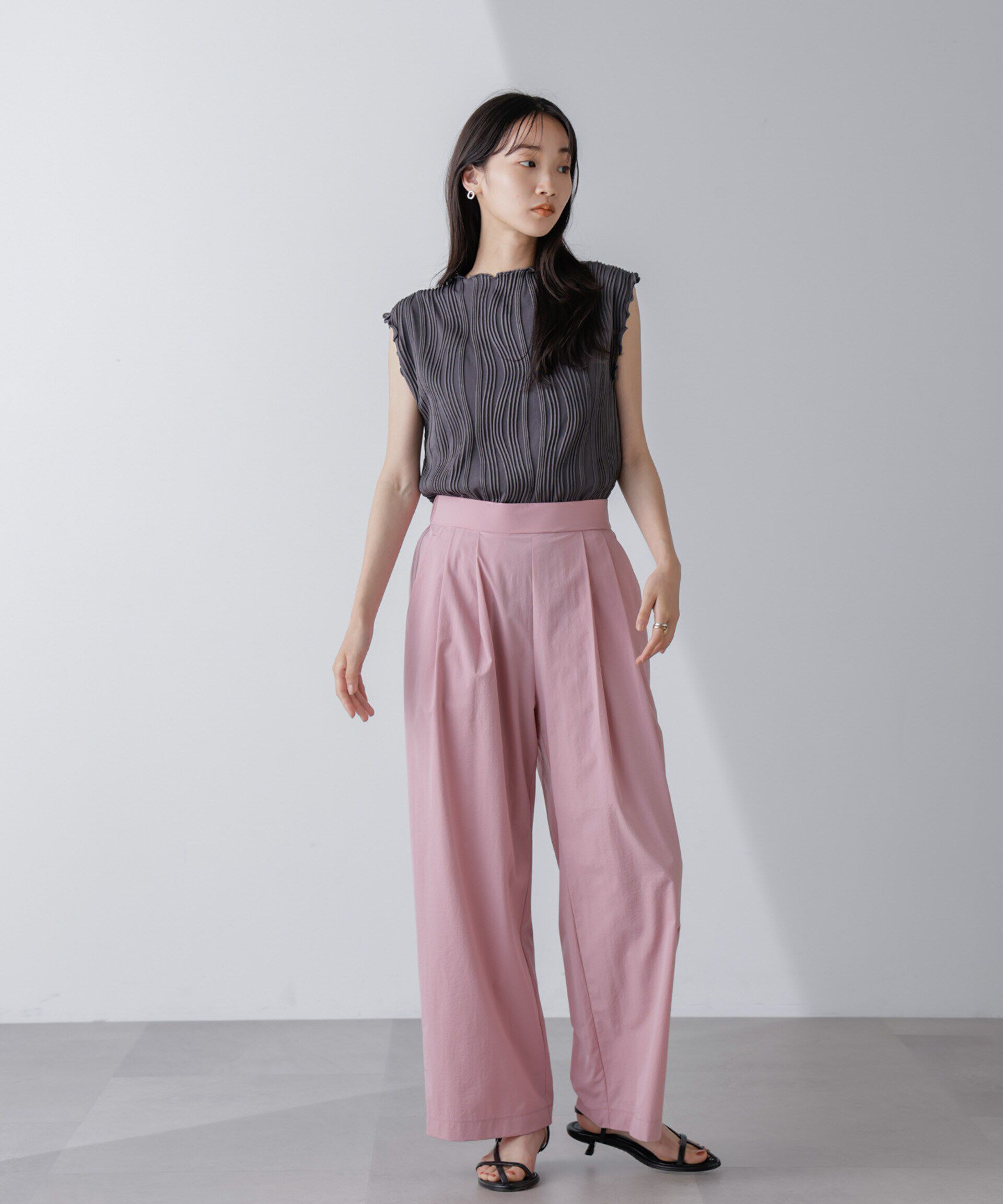 nano･universe「ウェーブリップルカットノースリーブトップス(セットアップ可)」|Tシャツ・カットソー|