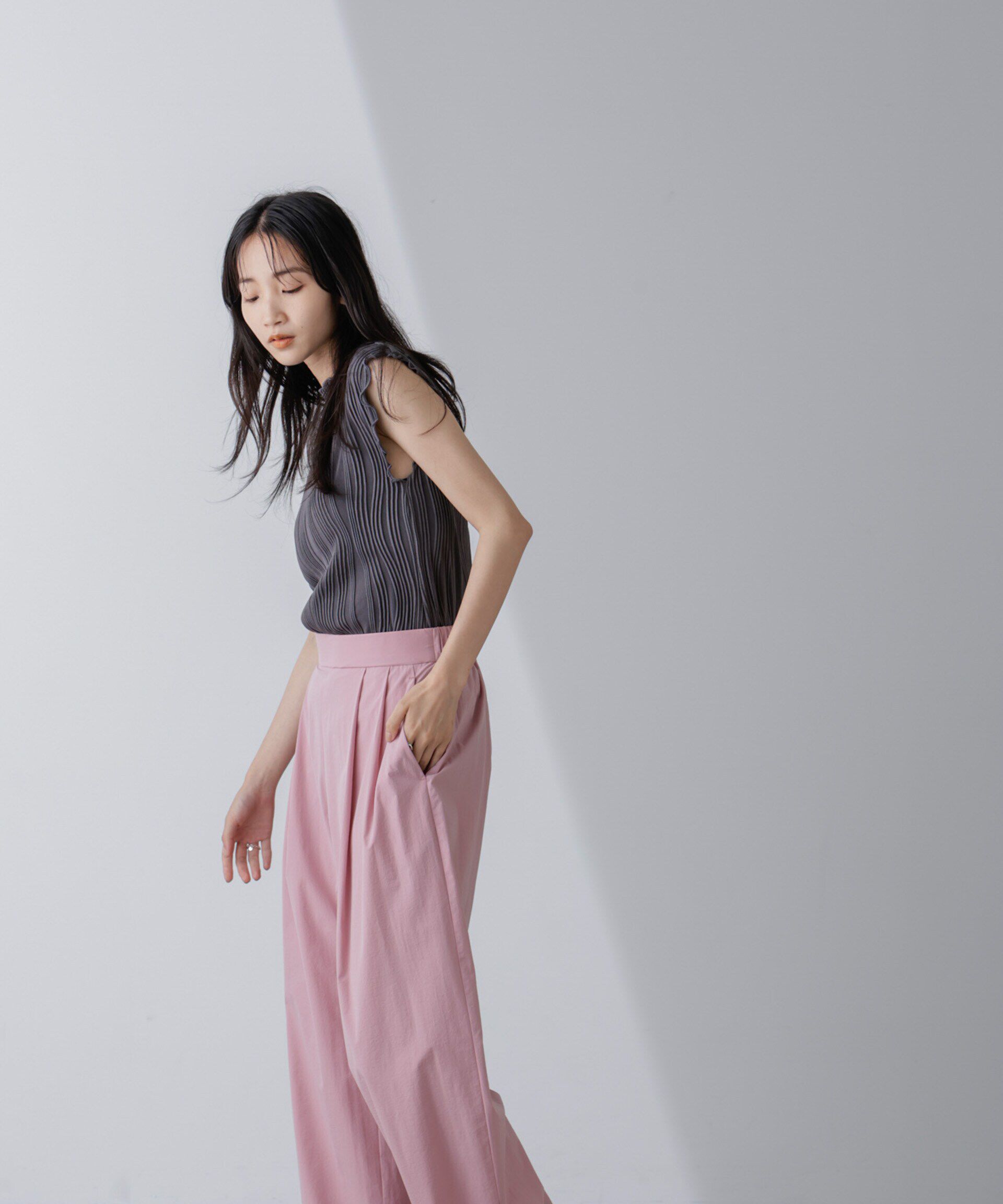 nano･universe「ウェーブリップルカットノースリーブトップス(セットアップ可)」|Tシャツ・カットソー|