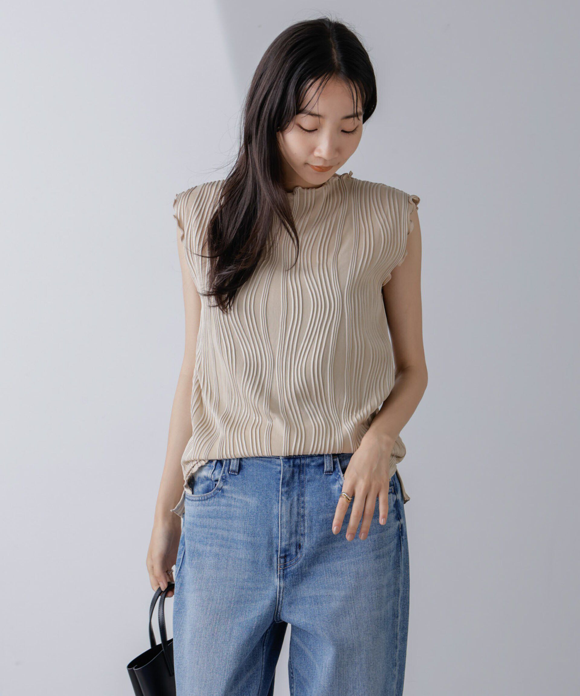 nano･universe「ウェーブリップルカットノースリーブトップス(セットアップ可)」|Tシャツ・カットソー|