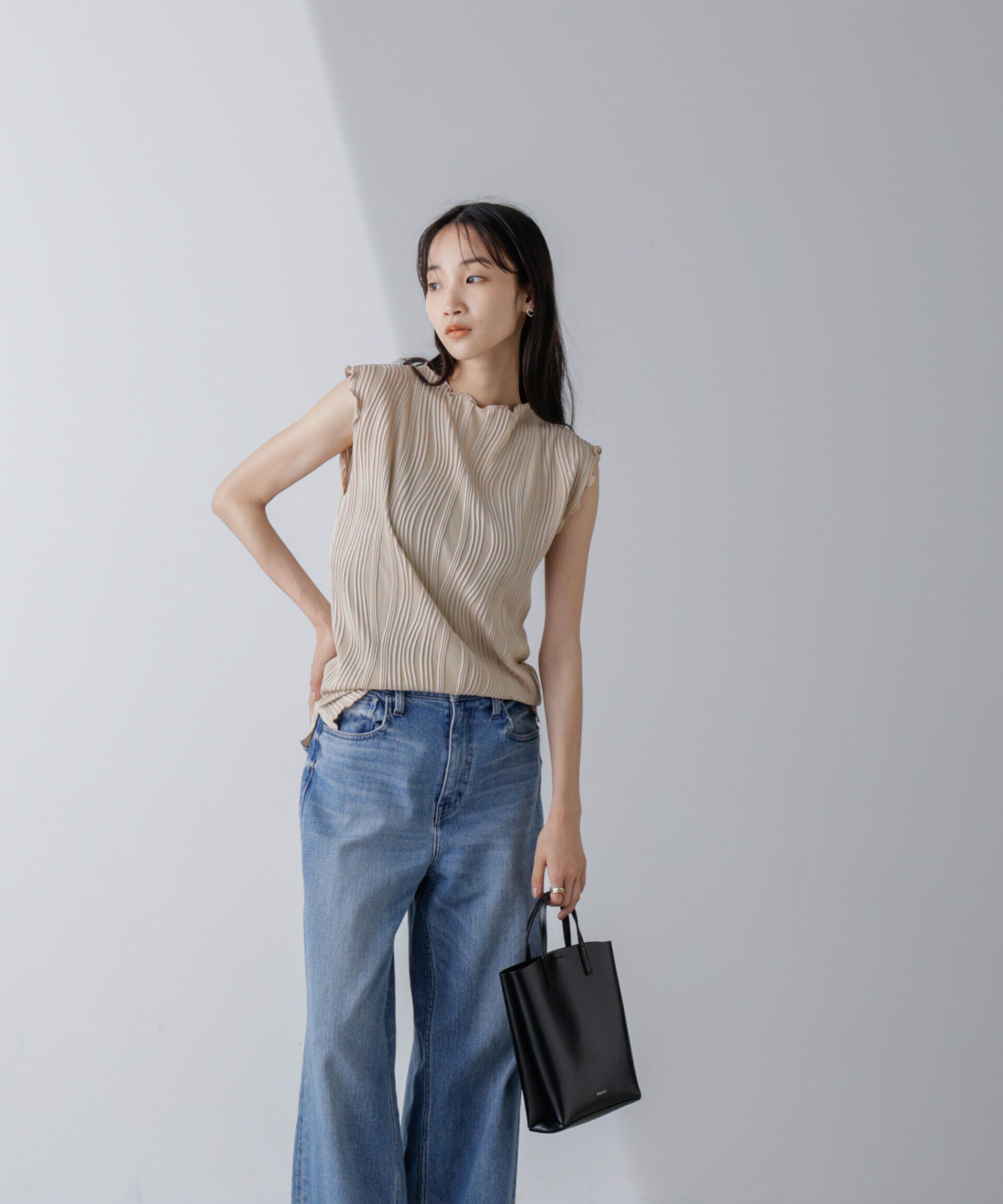 nano･universe「ウェーブリップルカットノースリーブトップス(セットアップ可)」|Tシャツ・カットソー|