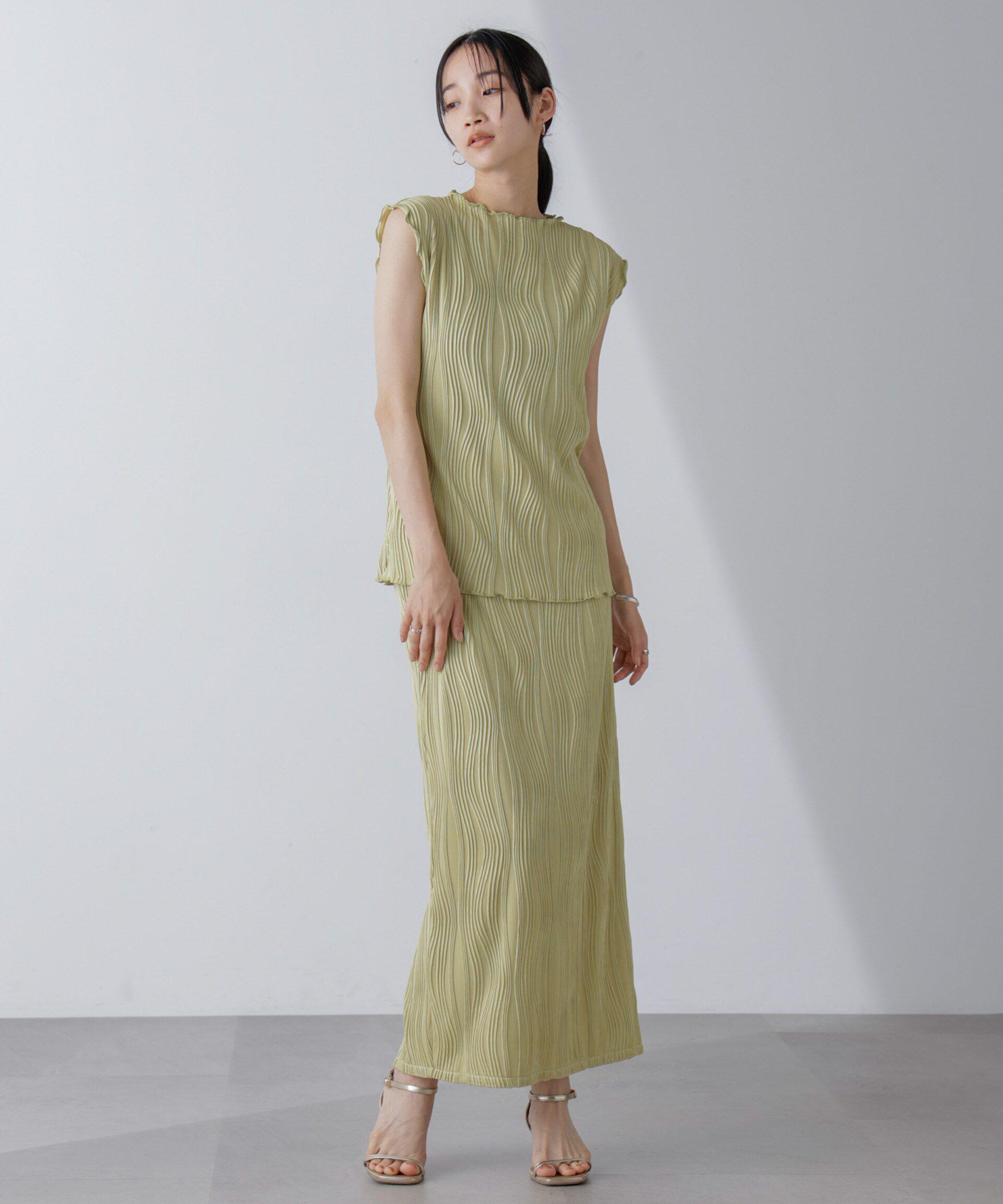 nano･universe「ウェーブリップルカットノースリーブトップス(セットアップ可)」|Tシャツ・カットソー|