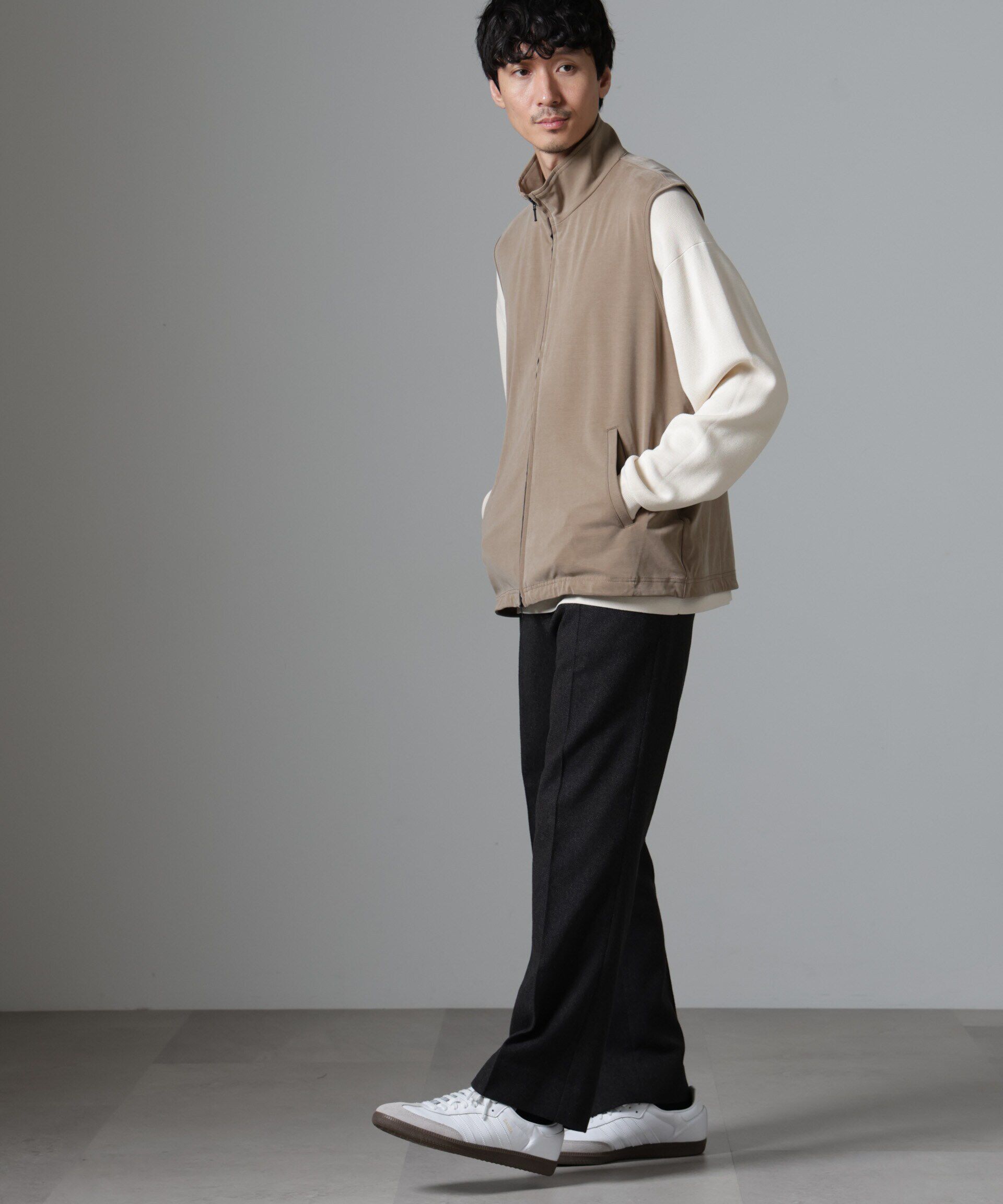 nano･universe「ヌバックライクスムーススタンドカラーベスト」|ダウンベスト・ベスト|