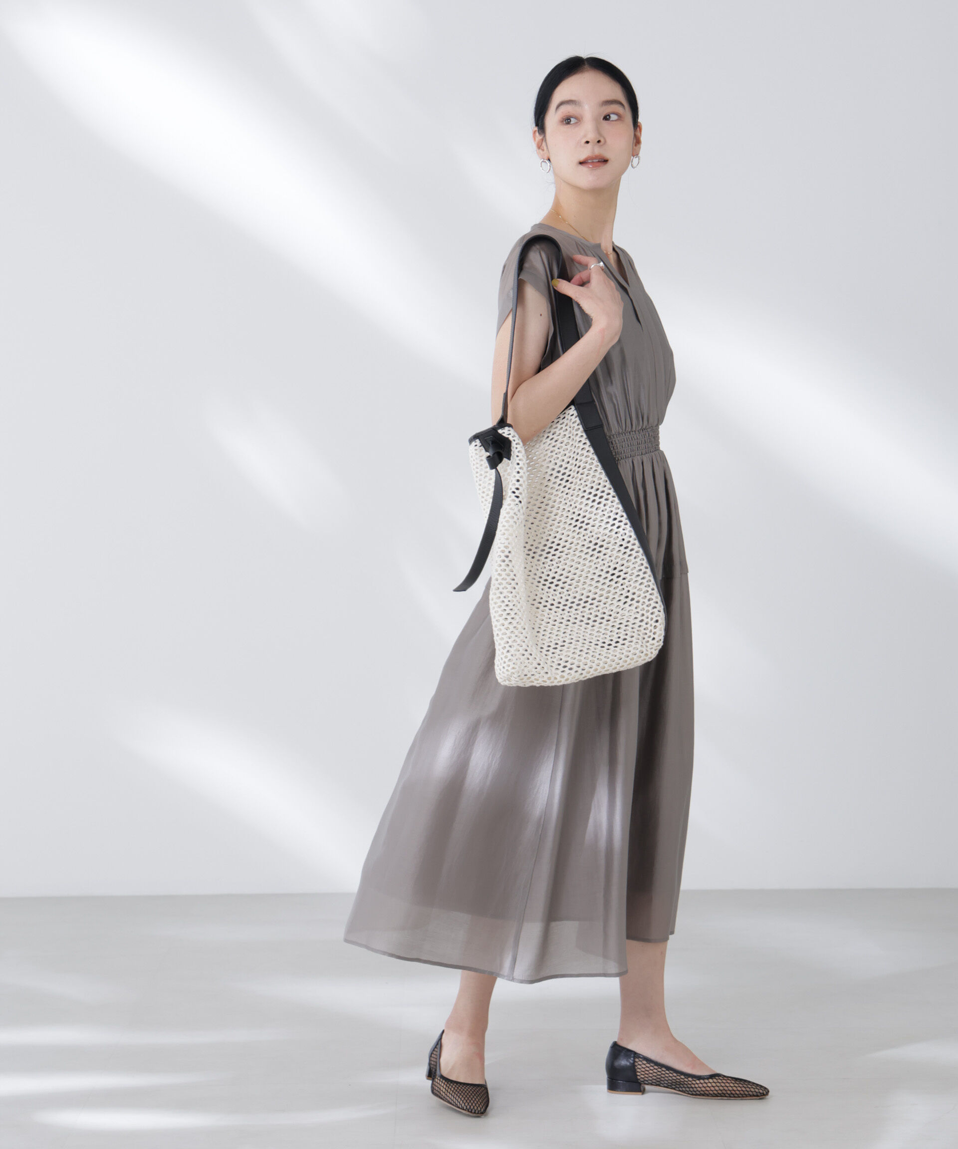 nano･universe「シアーサテンウエストシャーリングワンピース」|ワンピース|