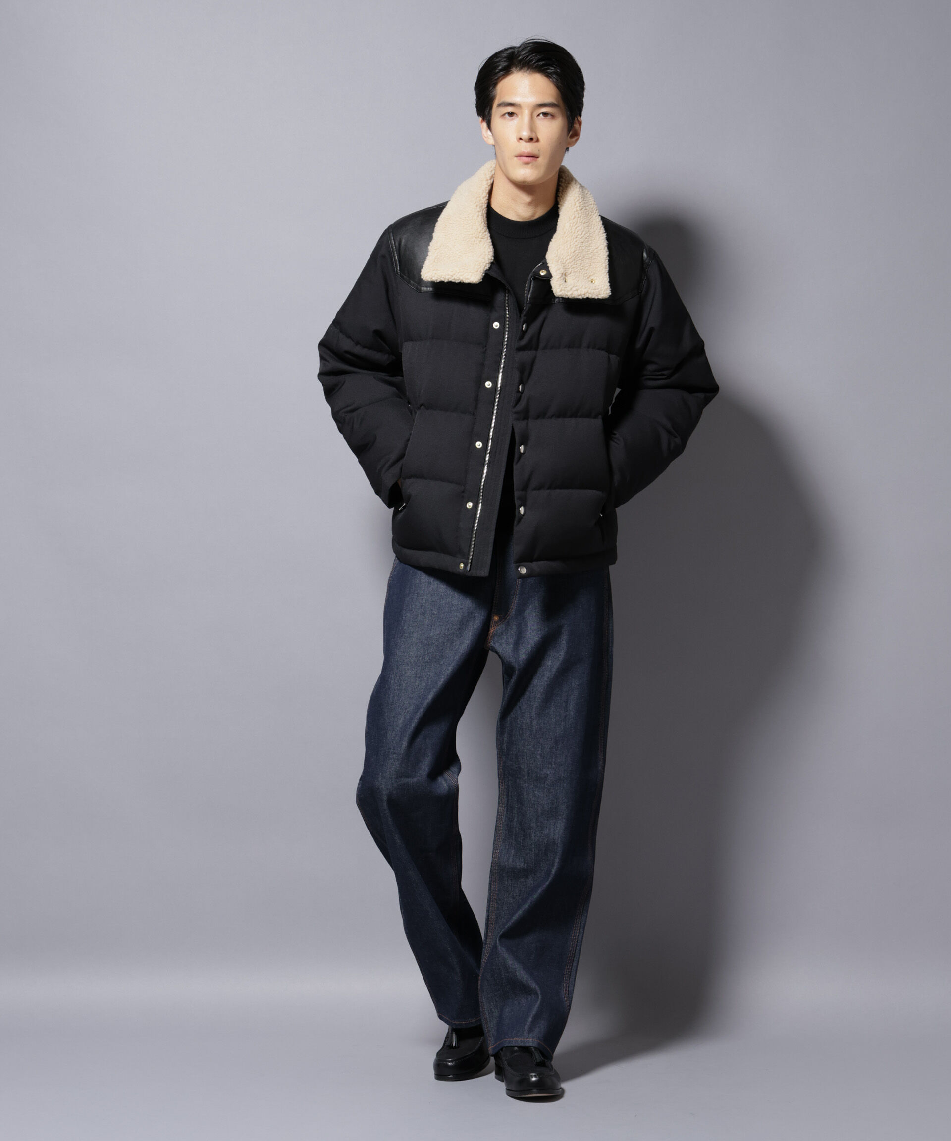 nano･universe「「西川ダウン(R)」ボアカラーサージショートダウン」|ダウン|