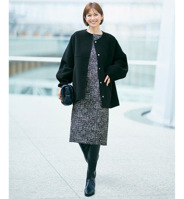 自由区「【SHIHOさん着用】ウールリバーノーカラー コート」|ノーカラーコート|