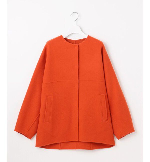 自由区「【SHIHOさん着用】ウールリバーノーカラー コート」|ノーカラーコート|