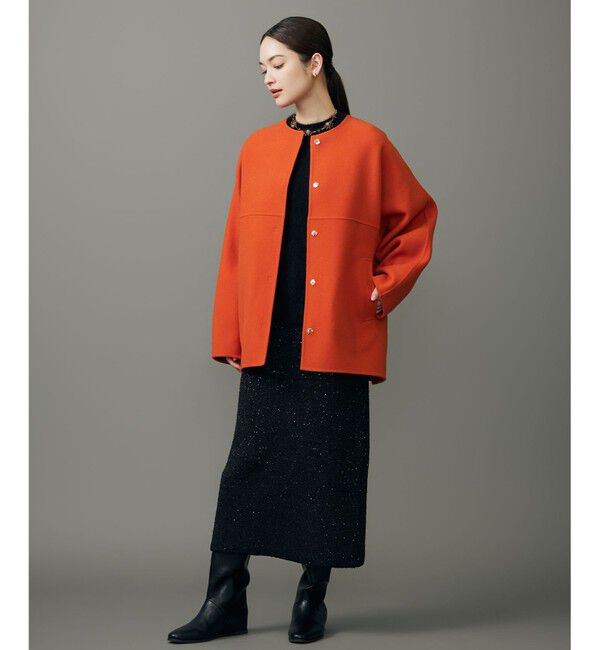 自由区「【SHIHOさん着用】ウールリバーノーカラー コート」|ノーカラーコート|