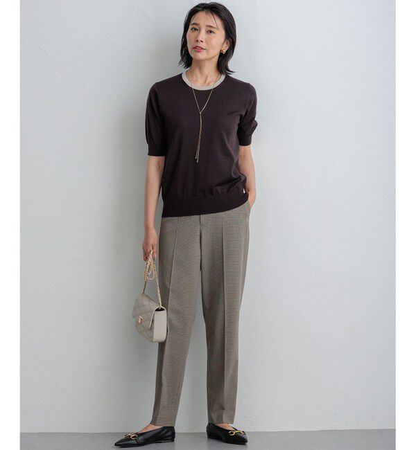 23区「【洗える】ドライ2WAYストレッチ チェック テーパードパンツ」|その他|