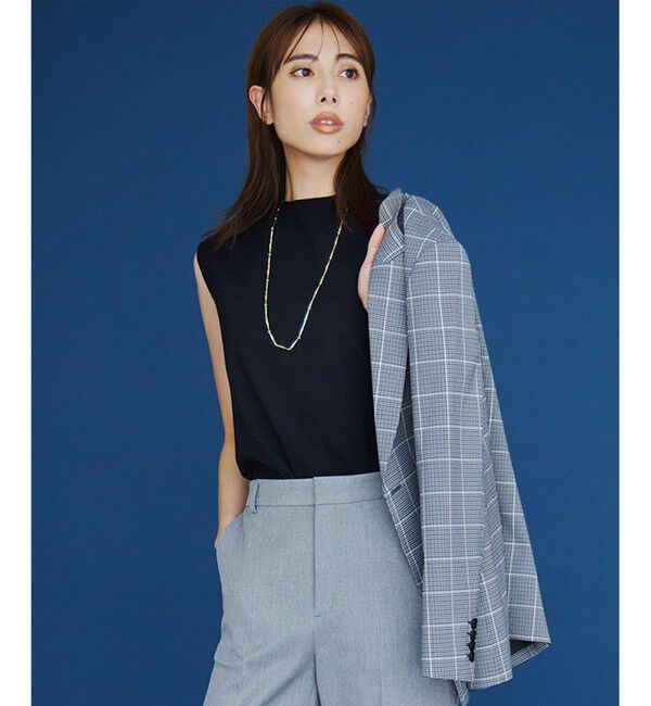 23区「【洗える】ヴィスコースストレッチ ノースリーブ プルオーバー」|ニット・セーター|ブラック系