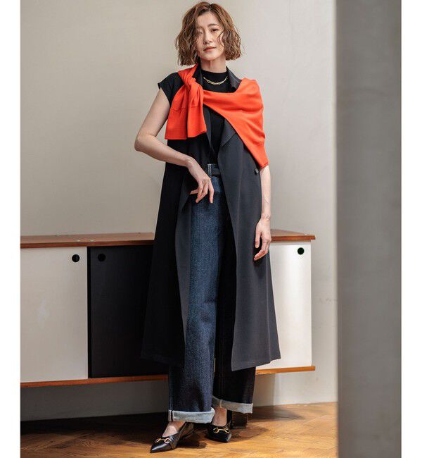 23区「【洗える】ヴィスコースストレッチ ノースリーブ プルオーバー」|ニット・セーター|