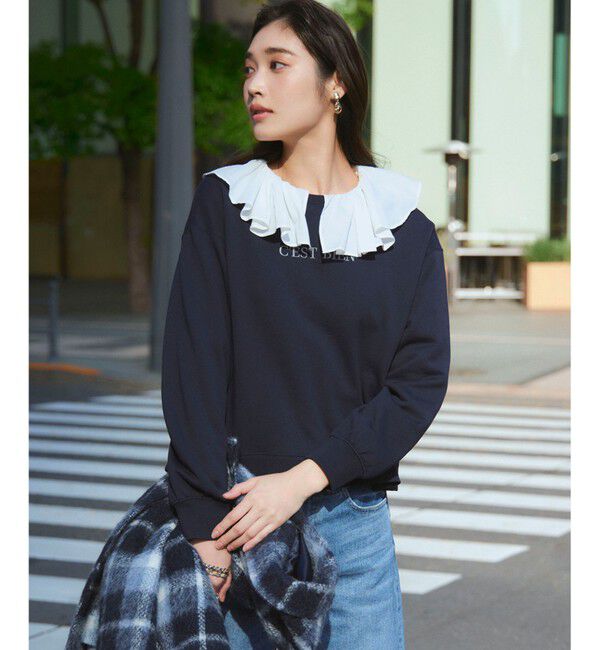 23区「【一部店舗限定/洗える】クリアコットンテリー セットアップ ロゴ スウェット」|Tシャツ・カットソー|ネイビー系