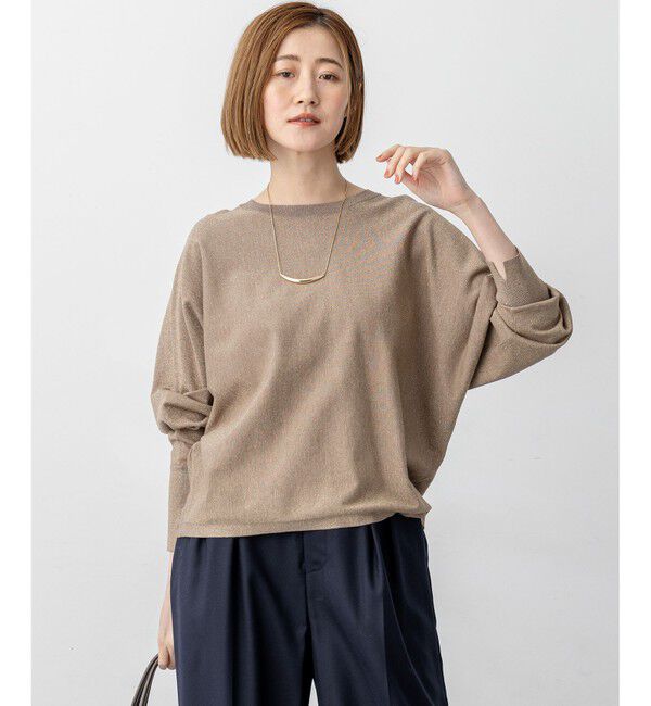 23区「【洗える/吊り干しOK】ヴィスコースストレッチ ドルマンスリーブ ラメ ニット」|ニット・セーター|