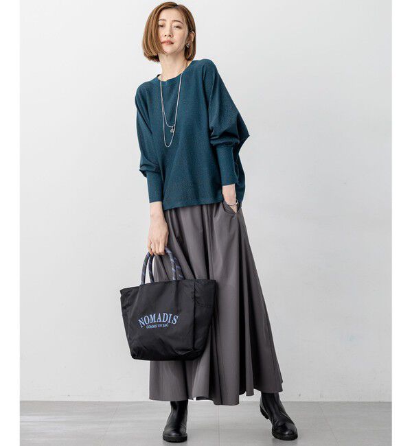 23区「【洗える/吊り干しOK】ヴィスコースストレッチ ドルマンスリーブ ラメ ニット」|ニット・セーター|