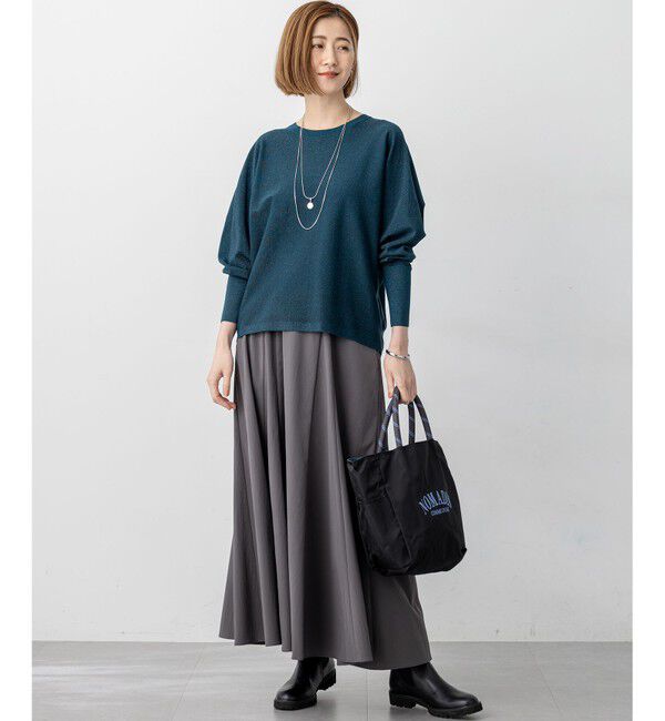 23区「【洗える/吊り干しOK】ヴィスコースストレッチ ドルマンスリーブ ラメ ニット」|ニット・セーター|