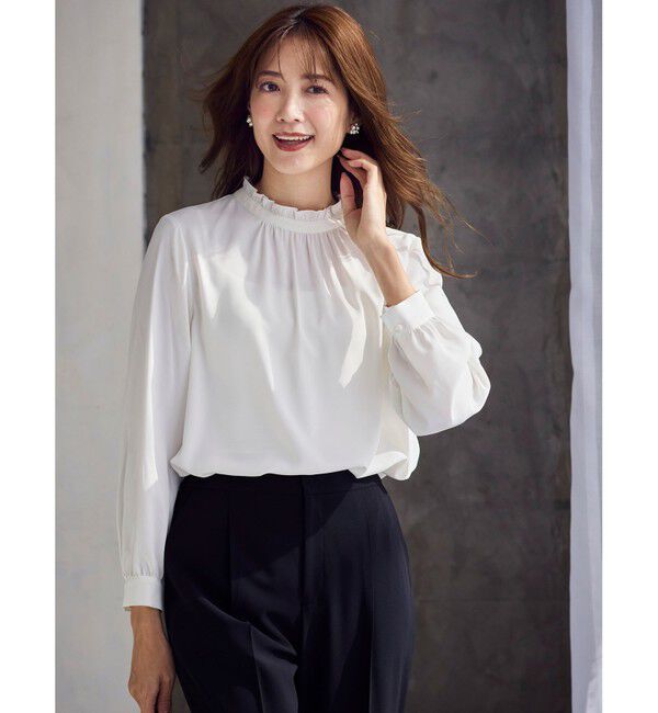 ANY SIS「【洗える】フリルネックスタンド ブラウス」|シャツ・ブラウス|オフ