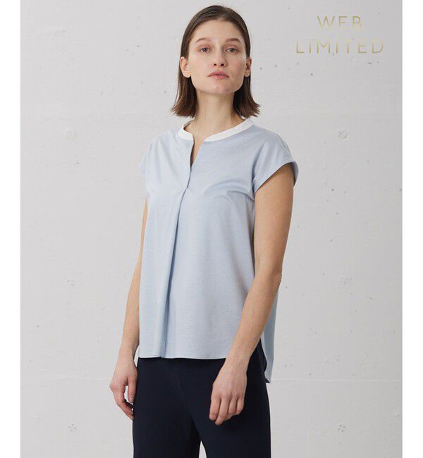 BEIGE,「【WEB限定】AUBIN / バイカラートップス」|Tシャツ・カットソー|Sax &times; White