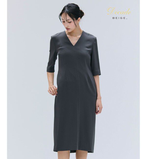 BEIGE,「【洗える】CINDY / Vネックハーフスリーブワンピース」|ワンピース|C.Gray x White