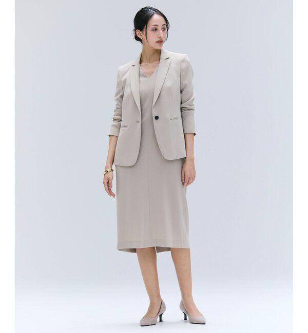 BEIGE,「【洗える】CINDY / Vネックハーフスリーブワンピース」|ワンピース|