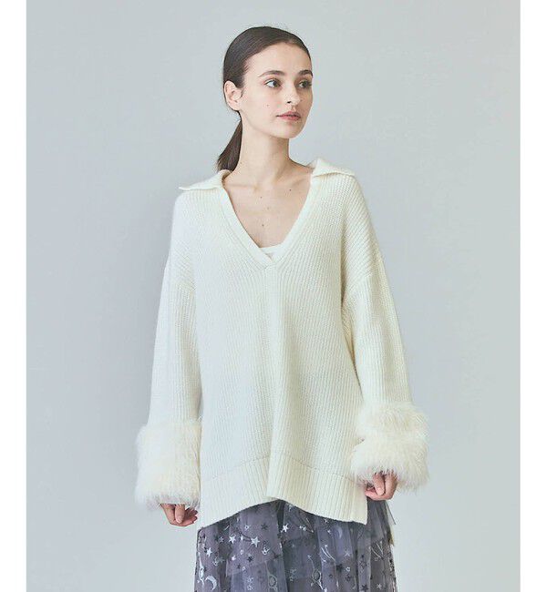 Grace Class「フェザースリーブニットトップ」|ニット・セーター|ホワイト