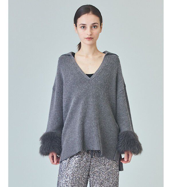 Grace Class「フェザースリーブニットトップ」|ニット・セーター|グレー