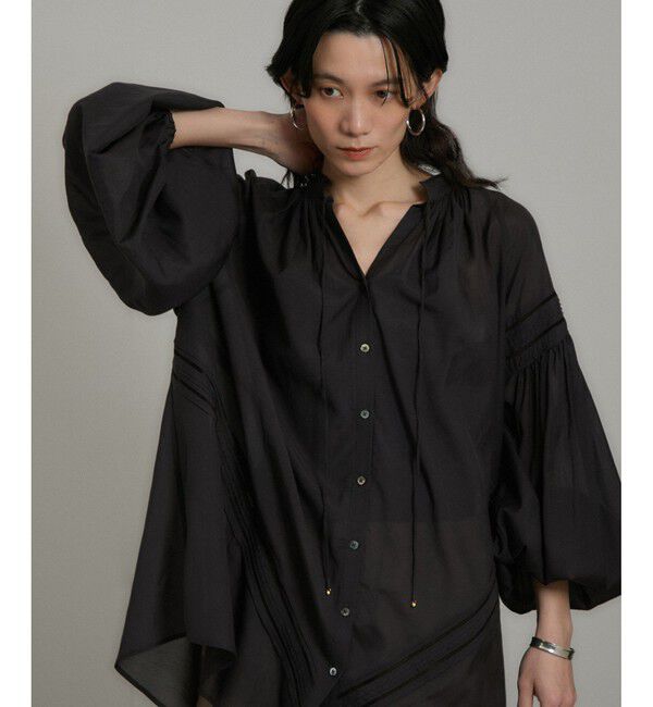 SALON adam et rope'「エンブロイダリーチュニックブラウス」|シャツ・ブラウス|ブラック(01)