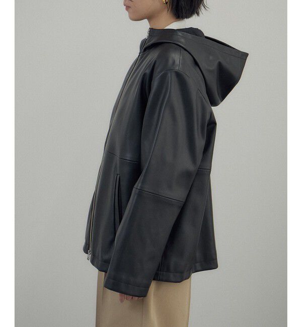 SALON adam et rope'「レザーライクフーデッドパーカー」|ブルゾン・スタジャン|