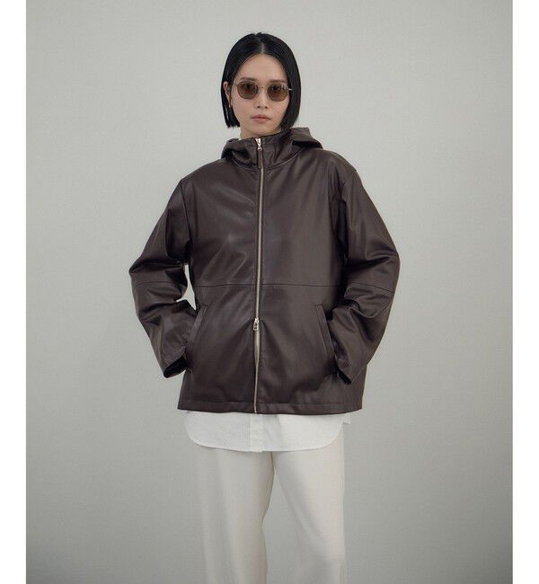 SALON adam et rope'「レザーライクフーデッドパーカー」|ブルゾン・スタジャン|