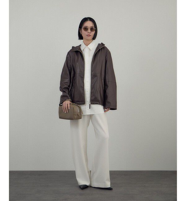 SALON adam et rope'「レザーライクフーデッドパーカー」|ブルゾン・スタジャン|