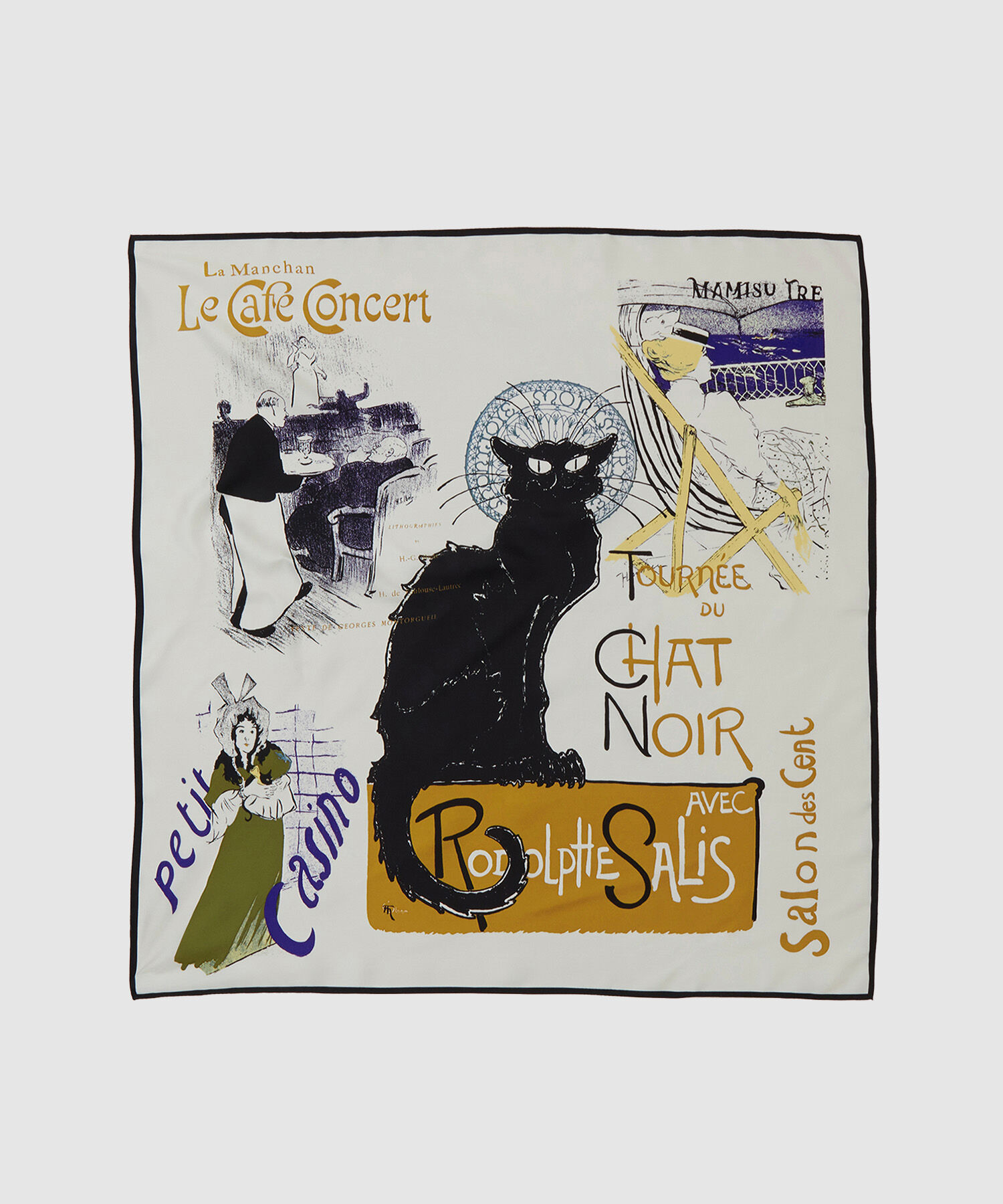 ROPE「ロートレックグラフィカルシルクスカーフ」|バンダナ・スカーフ|オフホワイト(15)