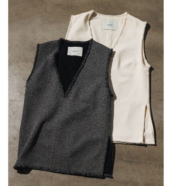 ROPE「【洗える】【WEB・一部店舗限定】サマーツイードオーバージレ」|ベスト・ジレ|