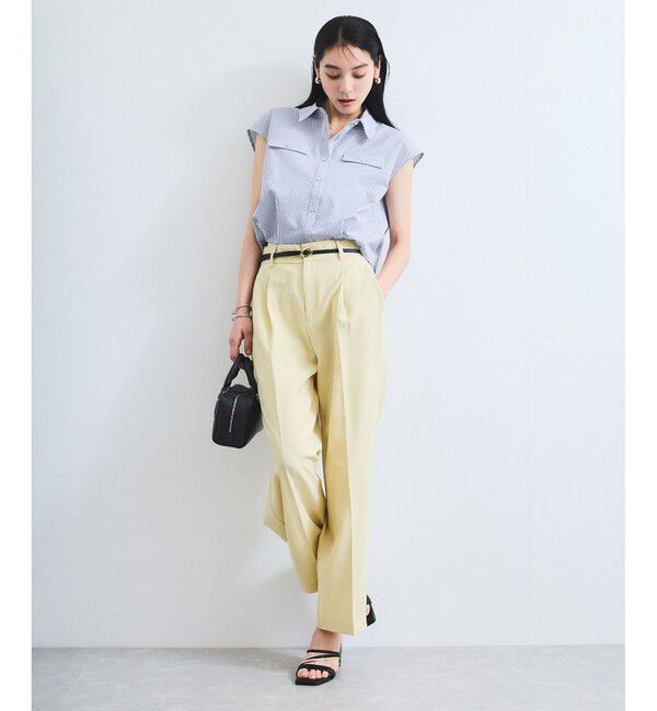 VIS「【UVケア/洗える】フレンチスリーブサッカーブラウス」|シャツ・ブラウス|