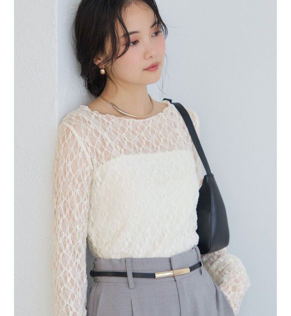 VIS「シャーリングスリーブレースプルオーバー」|Tシャツ・カットソー|